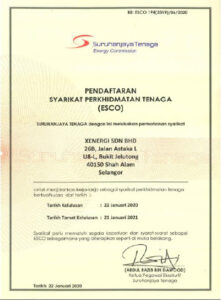 Registered Energy Services Company (ESCO) by Suruhanjaya Tenaga (ST)